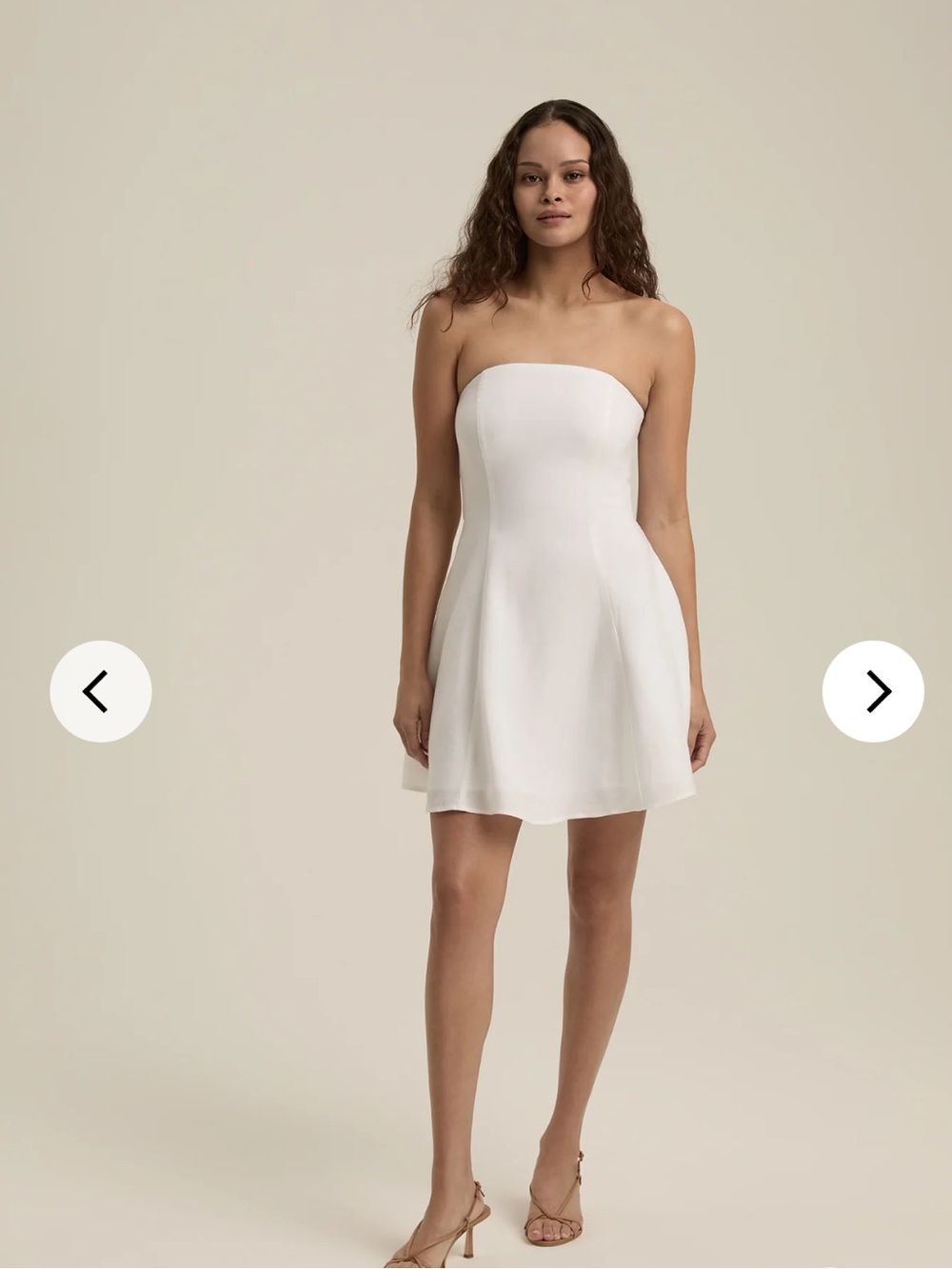 Favorite Daughter Strapless White Fit-and-Flare Mini linen Dress